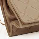 Chanel Beige Quilted Leather Vintage Full Flap Wallet On Chain WOC With Gold-Tone Hardware