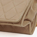 Chanel Beige Quilted Leather Vintage Full Flap Wallet On Chain WOC With Gold-Tone Hardware