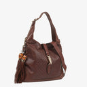 Gucci New Jackie Diamante Leather Bamboo Tassel Hobo Bag