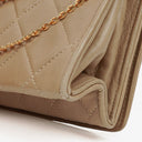 Chanel Beige Quilted Leather Vintage Full Flap Wallet On Chain WOC With Gold-Tone Hardware