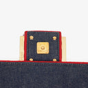 Fendi Denim Blue Red Large Baguette Shoulder Bag