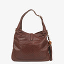 Gucci New Jackie Diamante Leather Bamboo Tassel Hobo Bag