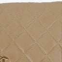 Chanel Beige Quilted Leather Vintage Full Flap Wallet On Chain WOC With Gold-Tone Hardware