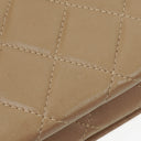 Chanel Beige Quilted Leather Vintage Full Flap Wallet On Chain WOC With Gold-Tone Hardware