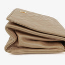 Chanel Beige Quilted Leather Vintage Full Flap Wallet On Chain WOC With Gold-Tone Hardware