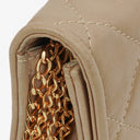 Chanel Beige Quilted Leather Vintage Full Flap Wallet On Chain WOC With Gold-Tone Hardware