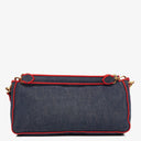 Fendi Denim Blue Red Large Baguette Shoulder Bag