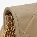 Chanel Beige Quilted Leather Vintage Full Flap Wallet On Chain WOC With Gold-Tone Hardware