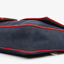 Fendi Denim Blue Red Large Baguette Shoulder Bag