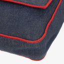 Fendi Denim Blue Red Large Baguette Shoulder Bag