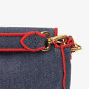 Fendi Denim Blue Red Large Baguette Shoulder Bag
