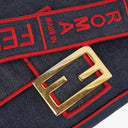 Fendi Denim Blue Red Large Baguette Shoulder Bag