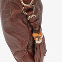 Gucci New Jackie Diamante Leather Bamboo Tassel Hobo Bag