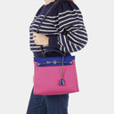 Hermes Herbag Zip 31 PM Sapphire Blue Hunter Cowhide Magnolia Canvas With Palladium Hardware