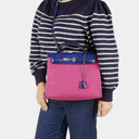 Hermes Herbag Zip 31 PM Sapphire Blue Hunter Cowhide Magnolia Canvas With Palladium Hardware