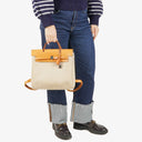 Hermes Herbag PM Vache Hunter Criss Viking Ecru Beige Naturel 2 Way Backpack With Palladium Hardware