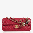 Chanel Valentine Charm Red Quilted Lambskin Flap Bag