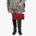 Chanel Vintage Classic Medium Double Flap Bag in Quilted Red Lambskin with 24-karat Gold-Plated Hardware