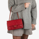 Chanel Vintage Classic Medium Double Flap Bag in Quilted Red Lambskin with 24-karat Gold-Plated Hardware