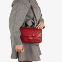 Chanel Vintage Classic Medium Double Flap Bag in Quilted Red Lambskin with 24-karat Gold-Plated Hardware