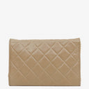 Chanel Beige Quilted Leather Vintage Full Flap Wallet On Chain WOC With Gold-Tone Hardware