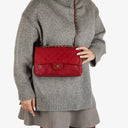 Chanel Vintage Classic Medium Double Flap Bag in Quilted Red Lambskin with 24-karat Gold-Plated Hardware