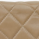 Chanel Beige Quilted Leather Vintage Full Flap Wallet On Chain WOC With Gold-Tone Hardware