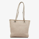 Sac cabas shopping North/South Deauville en toile beige Chanel