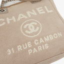 Sac cabas shopping North/South Deauville en toile beige Chanel