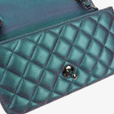 Chanel Mini Rectangular Iridescent Lambskin Quilted Turquoise Flap Bag