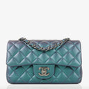 Chanel Mini Rectangular Iridescent Lambskin Quilted Turquoise Flap Bag