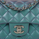 Chanel Mini Rectangular Iridescent Lambskin Quilted Turquoise Flap Bag