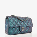 Chanel Mini Rectangular Iridescent Lambskin Quilted Turquoise Flap Bag