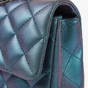 Chanel Mini Rectangular Iridescent Lambskin Quilted Turquoise Flap Bag