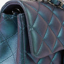 Chanel Mini Rectangular Iridescent Lambskin Quilted Turquoise Flap Bag