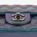 Chanel Mini Rectangular Iridescent Lambskin Quilted Turquoise Flap Bag