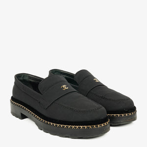Chanel CC Velvet Platform Mocassins Loafers