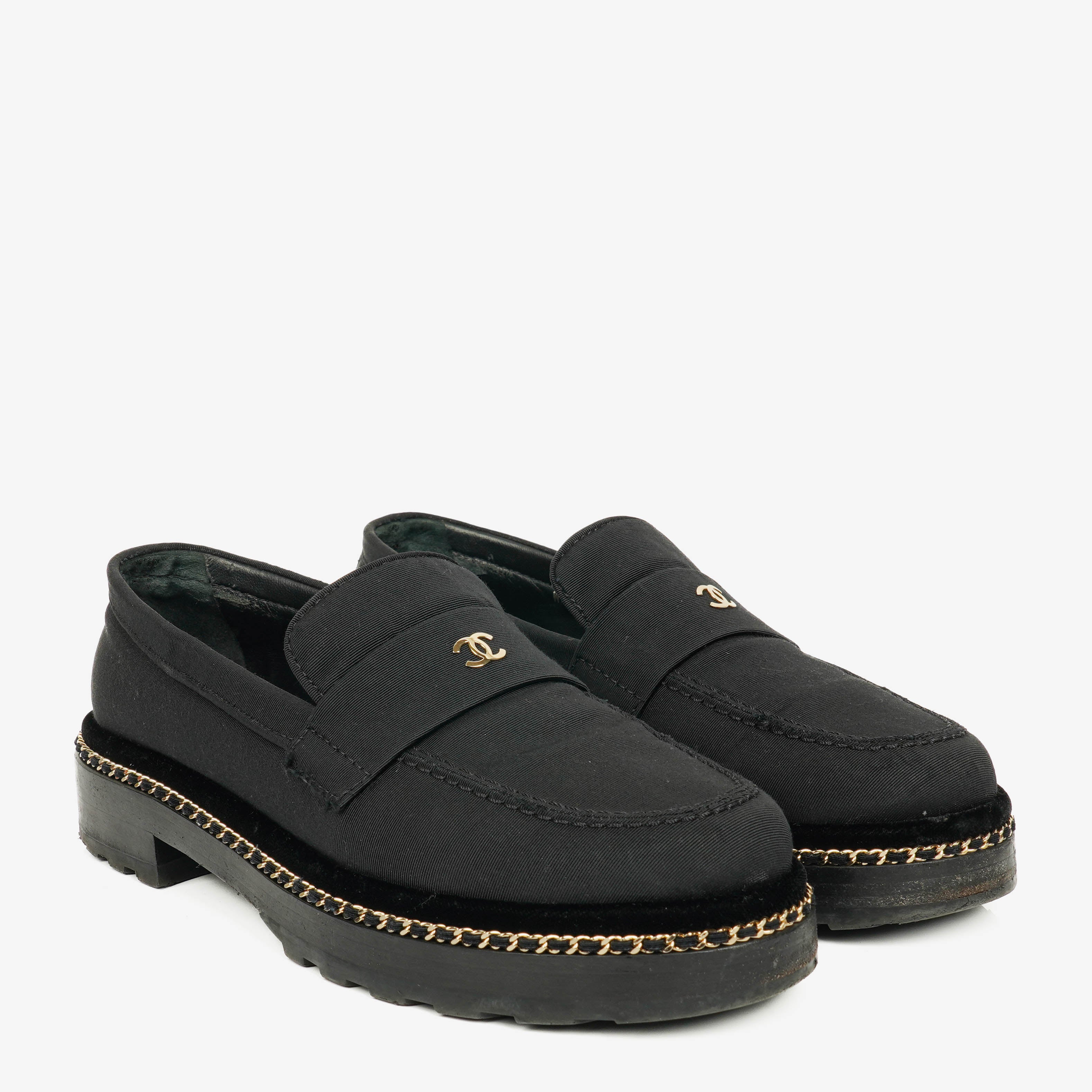Mocassins à plateforme en velours Chanel CC&nbsp;