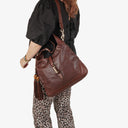 Gucci New Jackie Diamante Leather Bamboo Tassel Hobo Bag