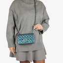 Chanel Mini Rectangular Iridescent Lambskin Quilted Turquoise Flap Bag