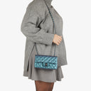 Chanel Mini Rectangular Iridescent Lambskin Quilted Turquoise Flap Bag