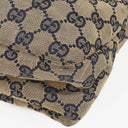 Gucci Navy Blue GG Fabric Chain Horsebit Hobo Bag