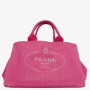 Prada Peonia Canapa Denim Logo Tote Bag