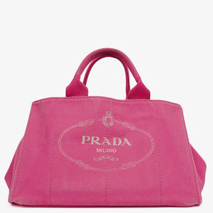 Prada Peonia Canapa Denim Logo Tote Bag