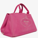 Prada Peonia Canapa Denim Logo Tote Bag