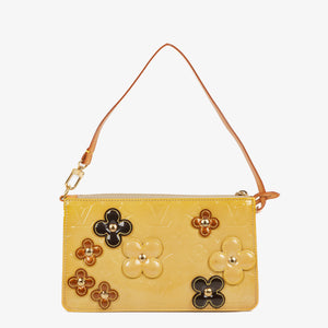Louis Vuitton Lexington Flowers Yellow Vernis Leather Clutch Handbag