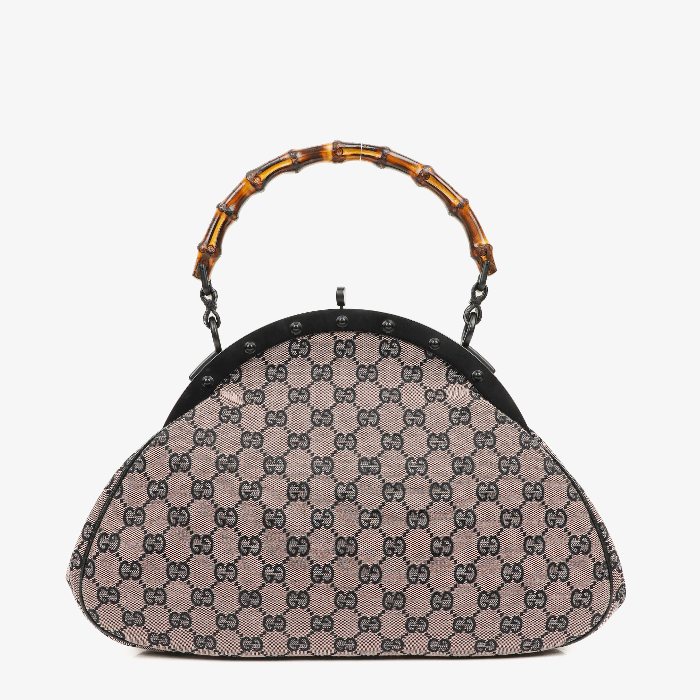 Gucci Bambbo Top Handle Frame GG Canvas Bag