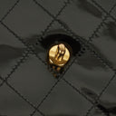 Chanel Black Quilted Patent Leather Top Handle Flap Bag With 24K Gold-Plated Hardware