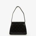 Chanel Black Quilted Patent Leather Top Handle Flap Bag With 24K Gold-Plated Hardware