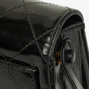 Chanel Black Quilted Patent Leather Top Handle Flap Bag With 24K Gold-Plated Hardware